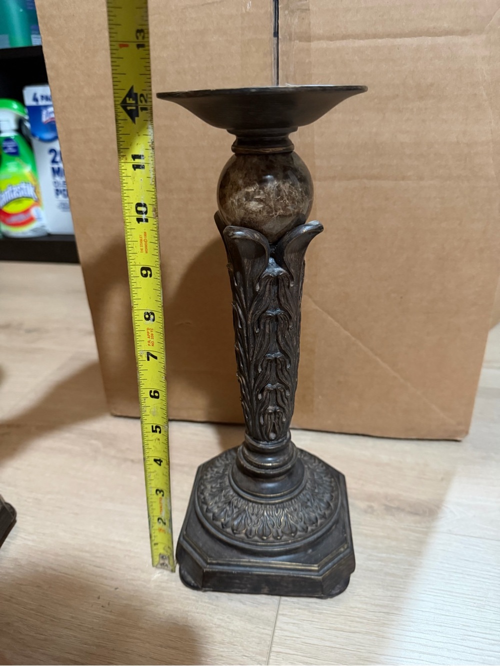 Decorative Brown resin and marble Accent Candlestick Holder - Unbranded